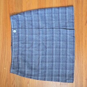LOFT Outlet Gray Polyester Plaid Mini Skirt